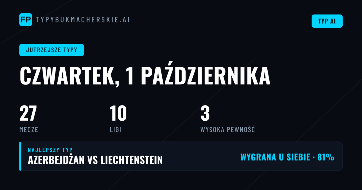 Dlaczego warto typować mecze w czwartek 1 Oct 2026?