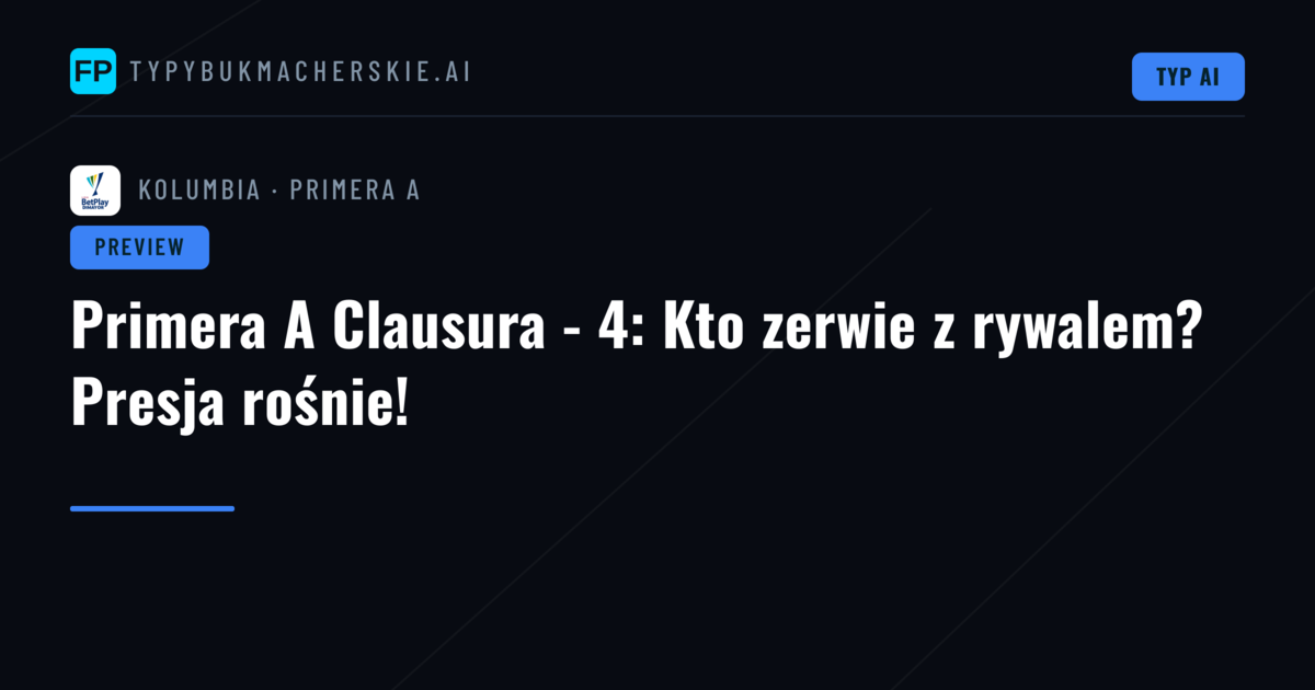 Primera A Clausura - 4: Kto zerwie z rywalem? Presja rośnie!