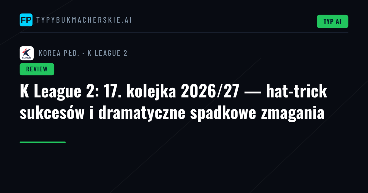 K League 2: 17. kolejka 2026/27 — hat-trick sukcesów i dramatyczne spadkowe zmagania