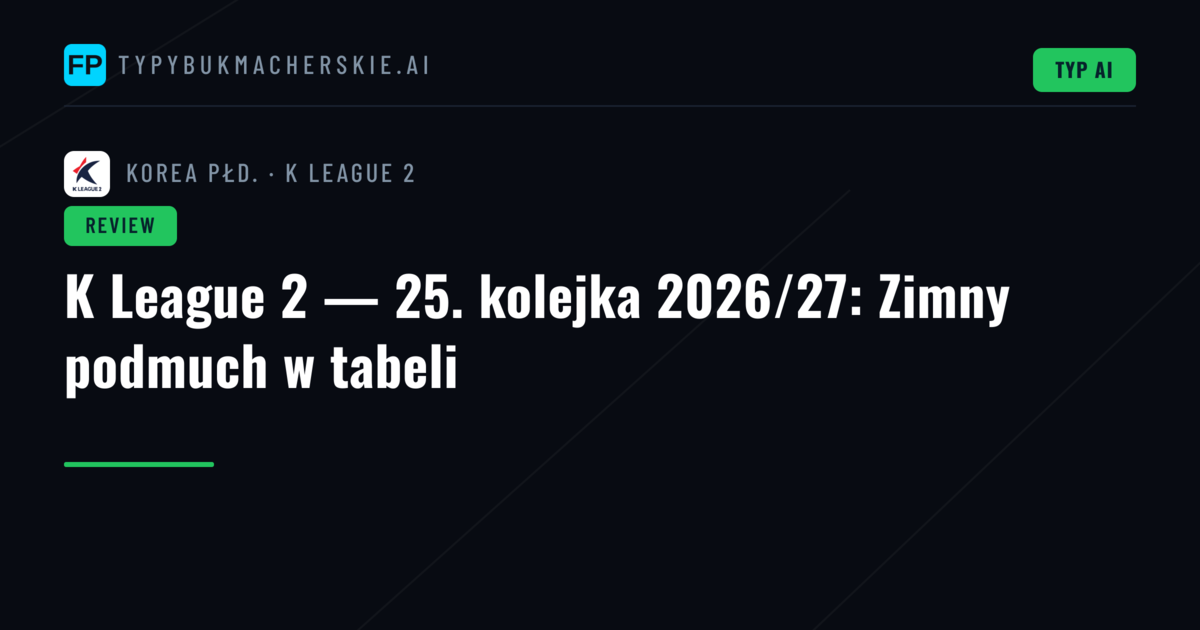 K League 2 — 25. kolejka 2026/27: Zimny podmuch w tabeli