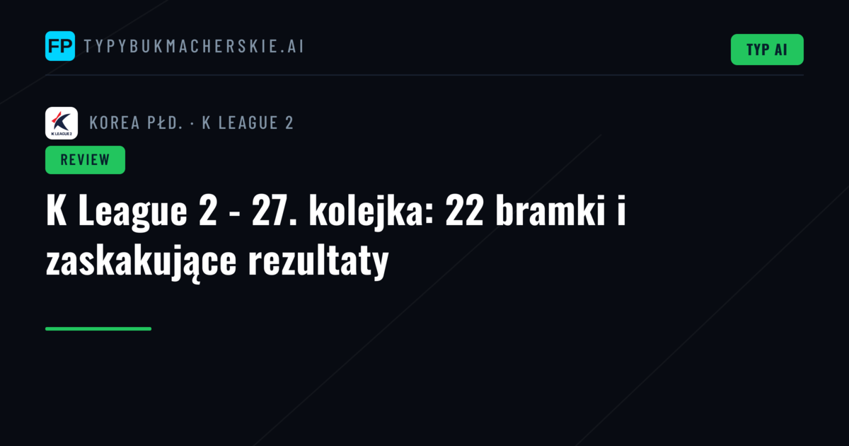 K League 2 - 27. kolejka: 22 bramki i zaskakujące rezultaty