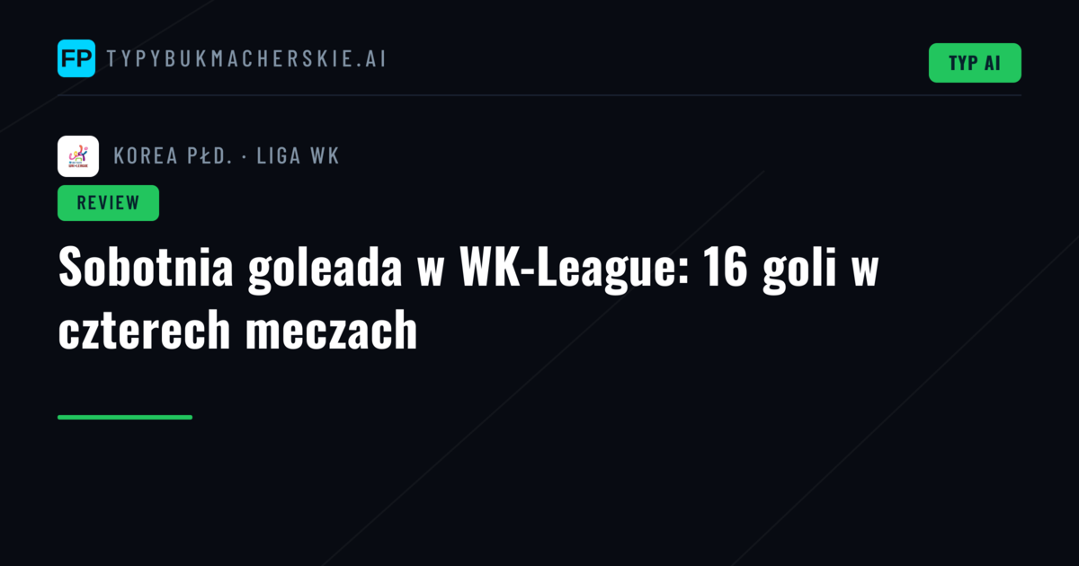 Sobotnia goleada w WK-League: 16 goli w czterech meczach