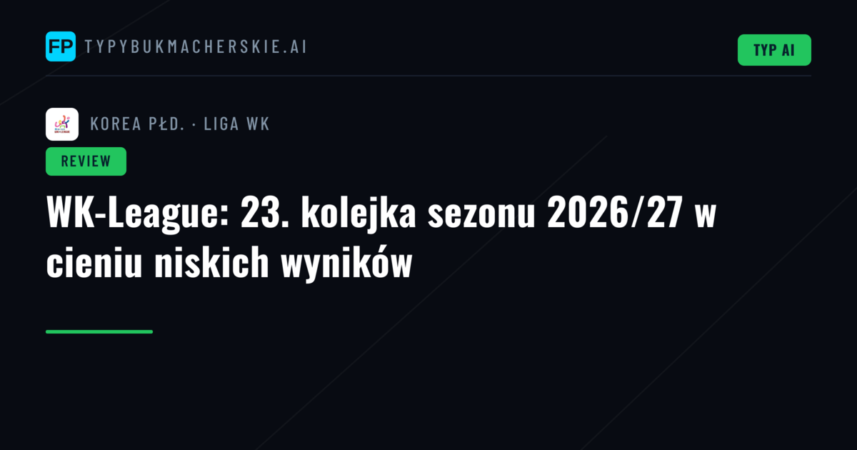 WK-League: 23. kolejka sezonu 2026/27 w cieniu niskich wyników