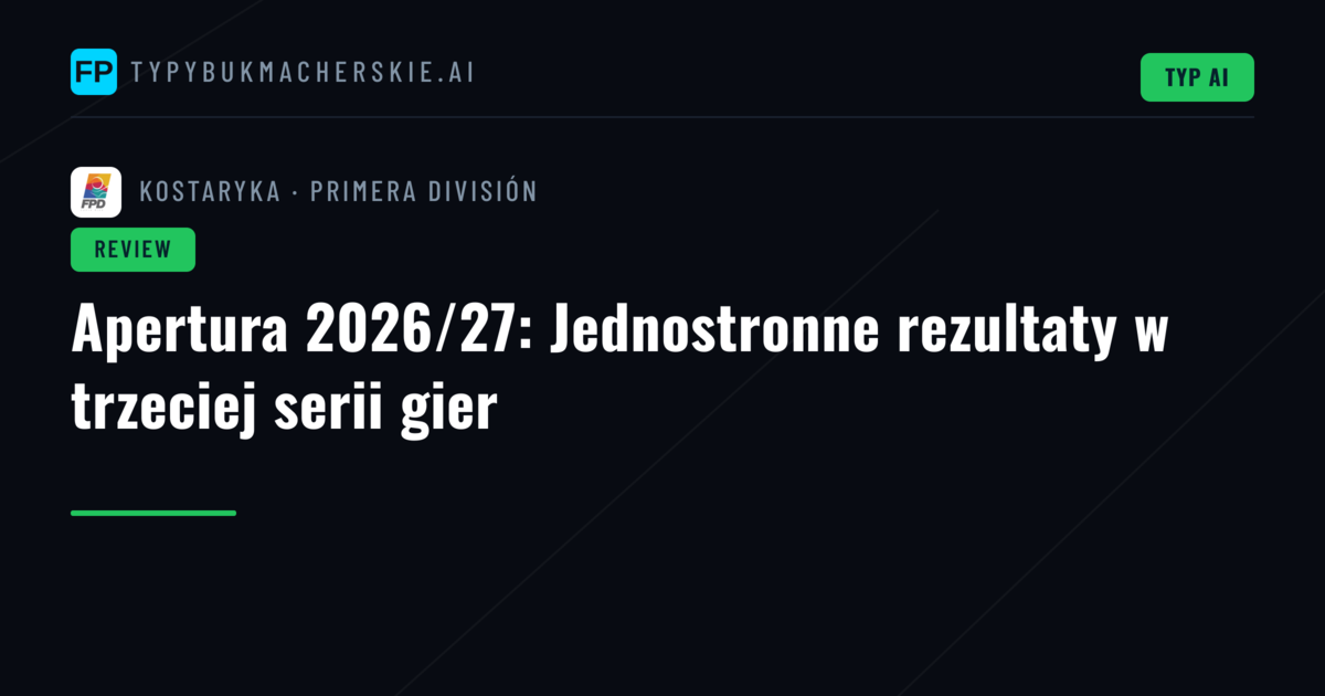 Apertura 2026/27: Jednostronne rezultaty w trzeciej serii gier