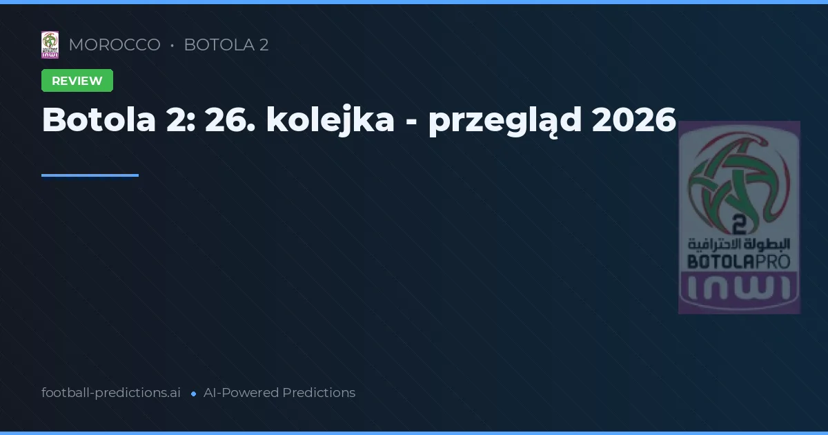Botola 2: 26. kolejka - przegląd 2026