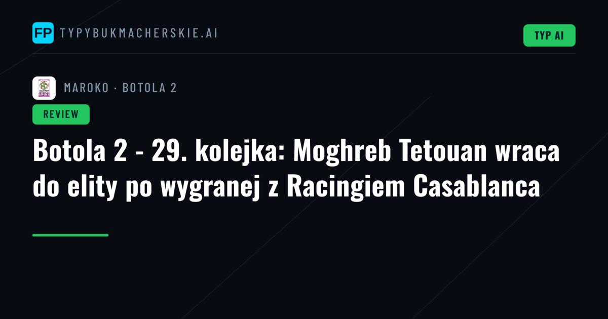 Botola 2 - 29. kolejka: Moghreb Tetouan wraca do elity po wygranej z Racingiem Casablanca