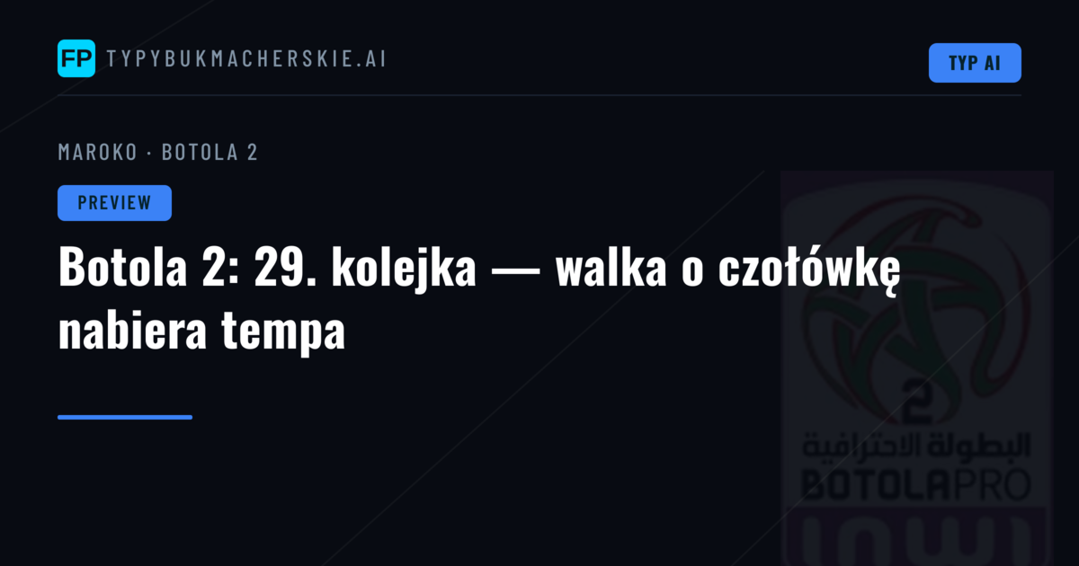 Botola 2: 29. kolejka — walka o czołówkę nabiera tempa