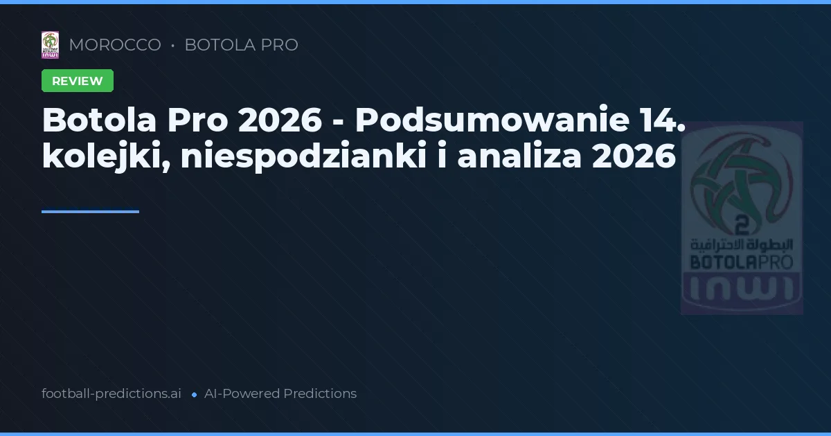 Botola Pro 2026 - Podsumowanie 14. kolejki, niespodzianki i analiza 2026