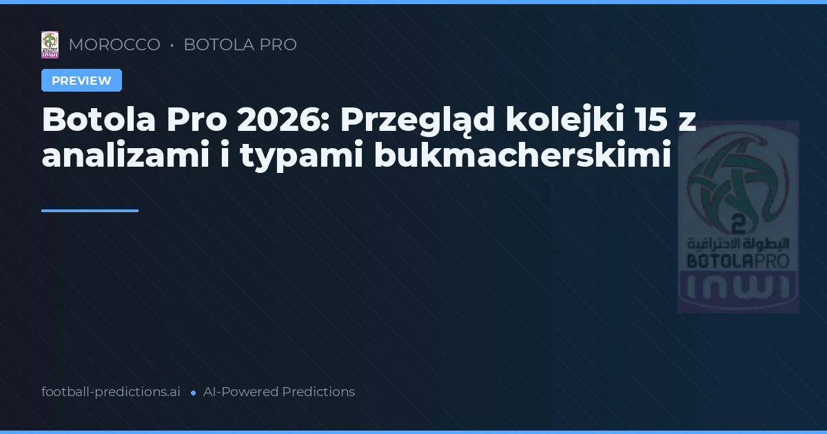 Botola Pro 2026: Przegląd kolejki 15 z analizami i typami bukmacherskimi