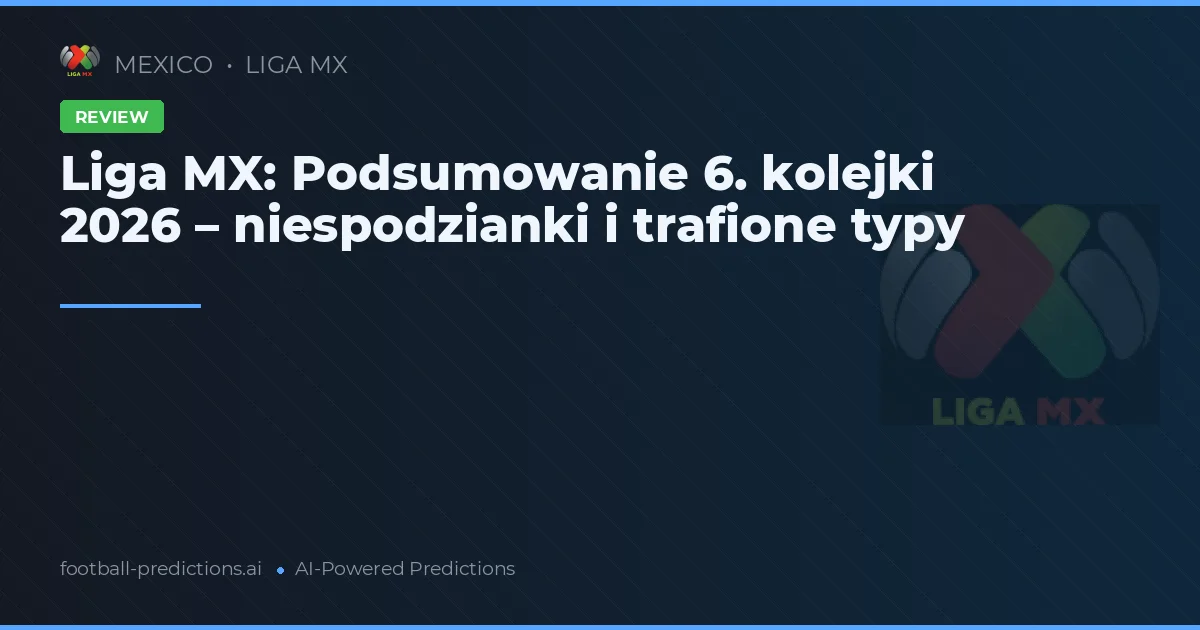 Liga MX: Podsumowanie 6. kolejki 2026 – niespodzianki i trafione typy