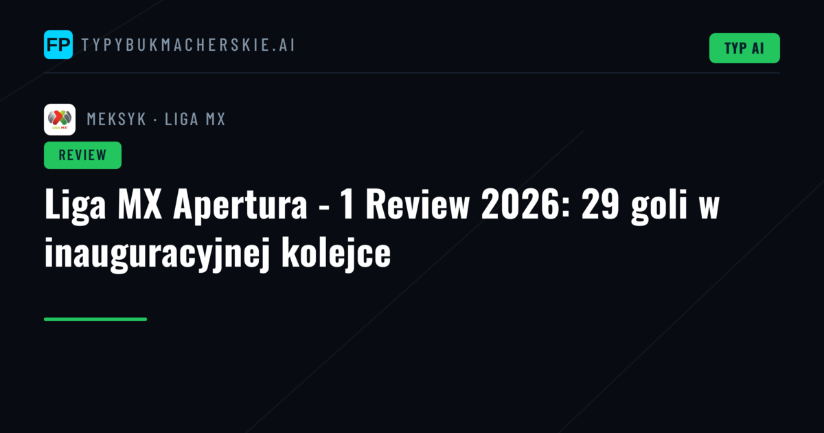 Liga MX Apertura - 1 Review 2026: 29 goli w inauguracyjnej kolejce