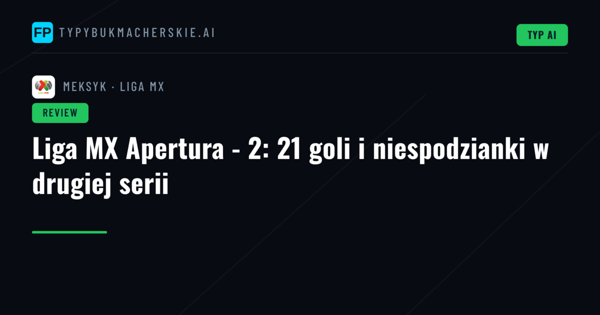 Liga MX Apertura - 2: 21 goli i niespodzianki w drugiej serii