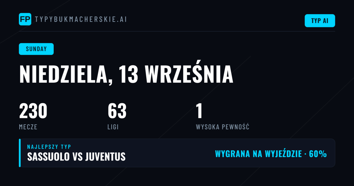 Szeroka oferta niedzielnych meczów wymaga ostrożnej analizy