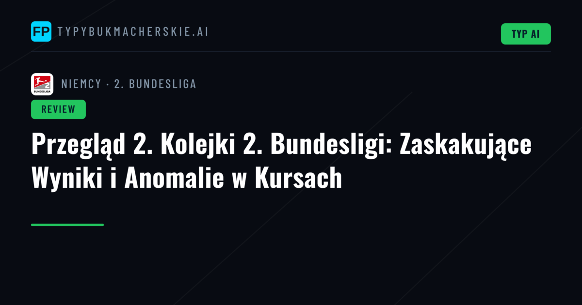 Przegląd 2. Kolejki 2. Bundesligi: Zaskakujące Wyniki i Anomalie w Kursach