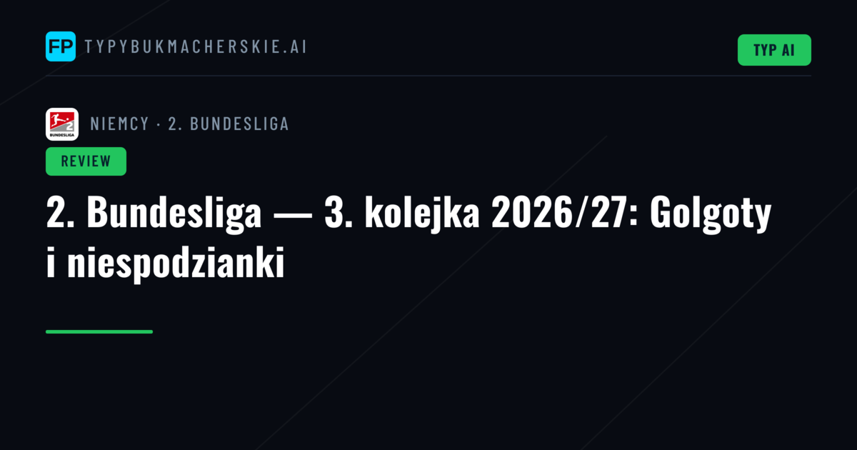 2. Bundesliga — 3. kolejka 2026/27: Golgoty i niespodzianki