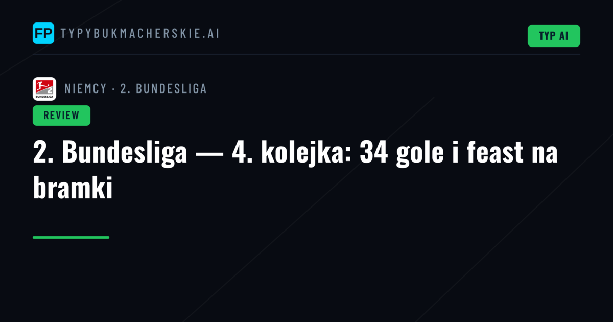 2. Bundesliga — 4. kolejka: 34 gole i feast na bramki