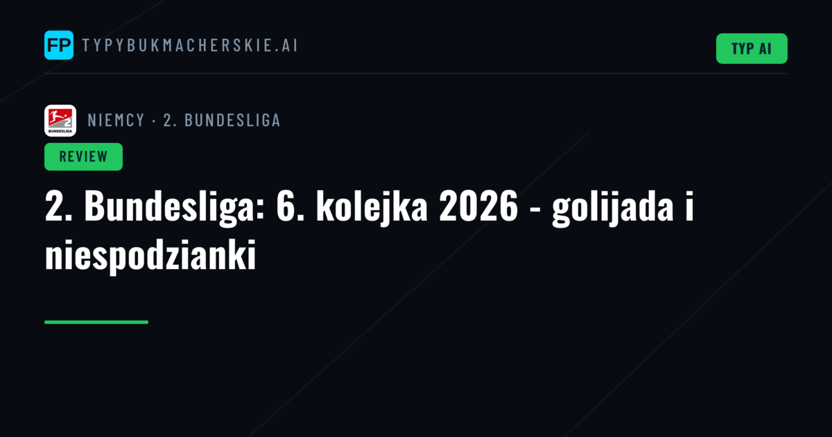 2. Bundesliga: 6. kolejka 2026 - golijada i niespodzianki