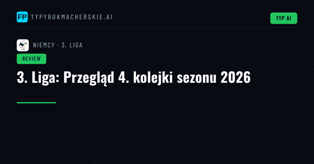 3. Liga: Przegląd 4. kolejki sezonu 2026