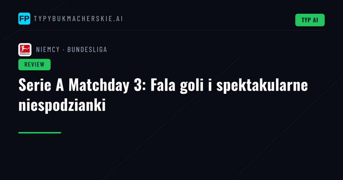 Serie A Matchday 3: Fala goli i spektakularne niespodzianki