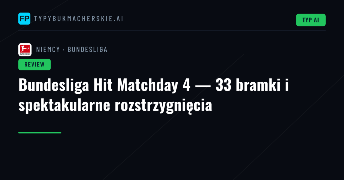 Bundesliga Hit Matchday 4 — 33 bramki i spektakularne rozstrzygnięcia