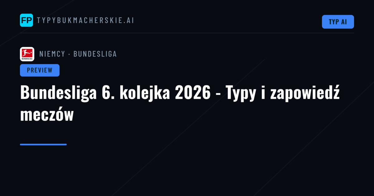 Bundesliga 6. kolejka 2026 - Typy i zapowiedź meczów