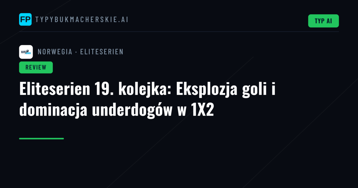 Eliteserien 19. kolejka: Eksplozja goli i dominacja underdogów w 1X2