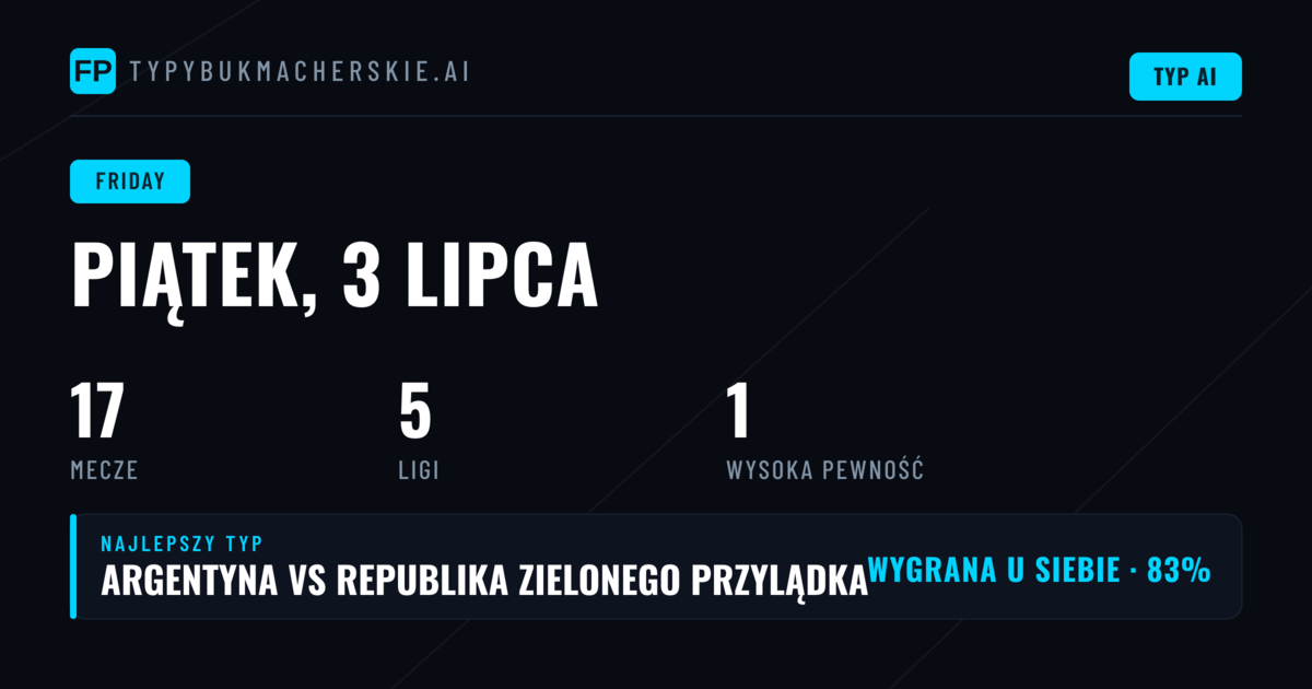 Typy na piątek 3 lipca