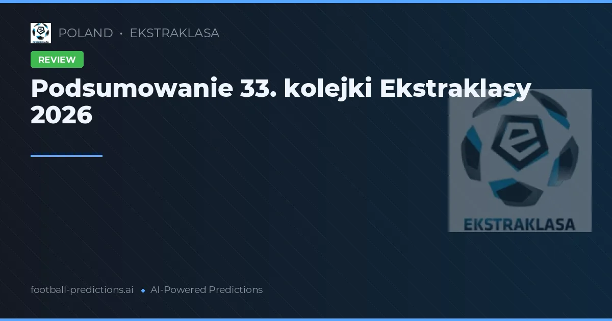 Podsumowanie 33. kolejki Ekstraklasy 2026
