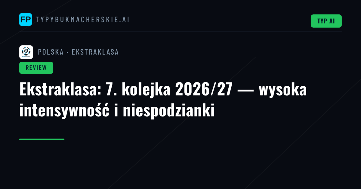 Ekstraklasa: 7. kolejka 2026/27 — wysoka intensywność i niespodzianki