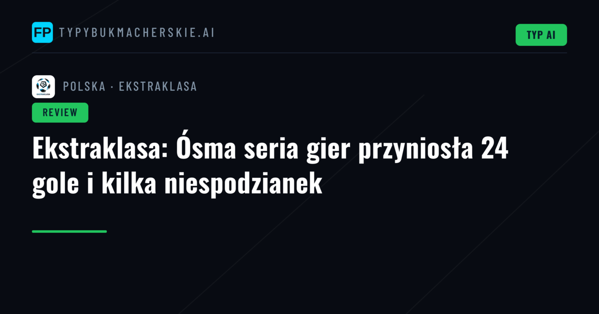 Ekstraklasa: Ósma seria gier przyniosła 24 gole i kilka niespodzianek