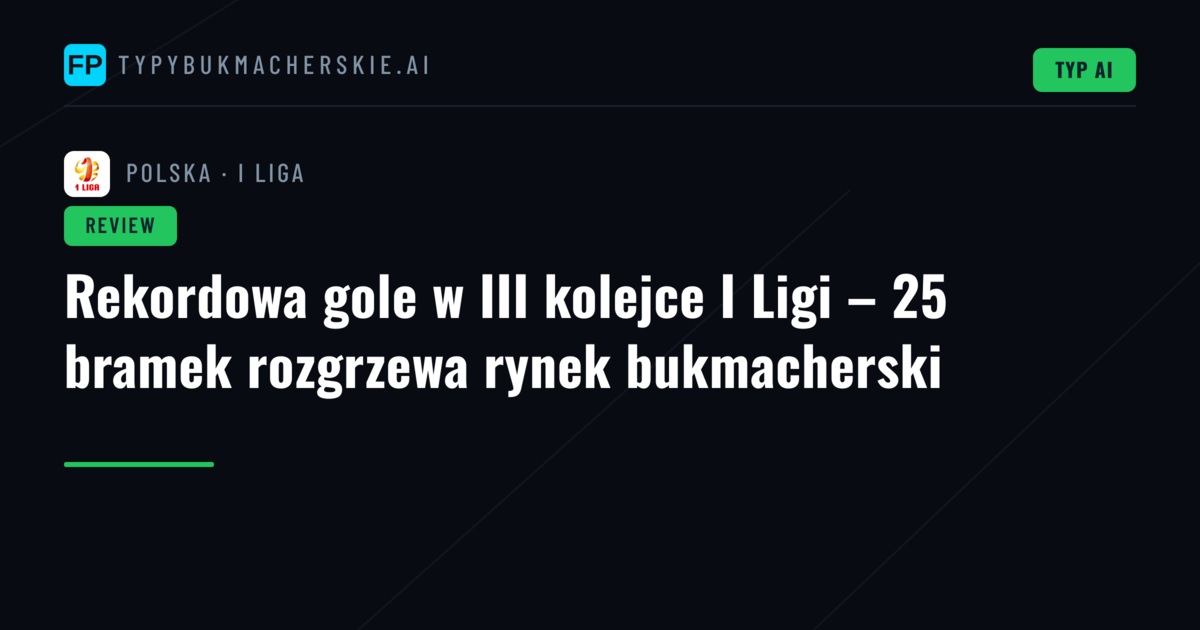 Rekordowa gole w III kolejce I Ligi – 25 bramek rozgrzewa rynek bukmacherski