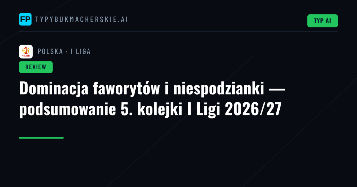 Dominacja faworytów i niespodzianki — podsumowanie 5. kolejki I Ligi 2026/27