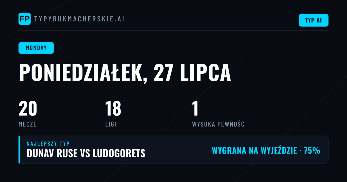 Premierowe typy na poniedziałkowe zmagania