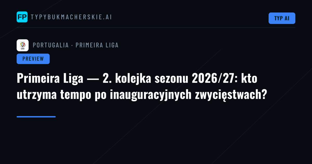 Primeira Liga — 2. kolejka sezonu 2026/27: kto utrzyma tempo po inauguracyjnych zwycięstwach?