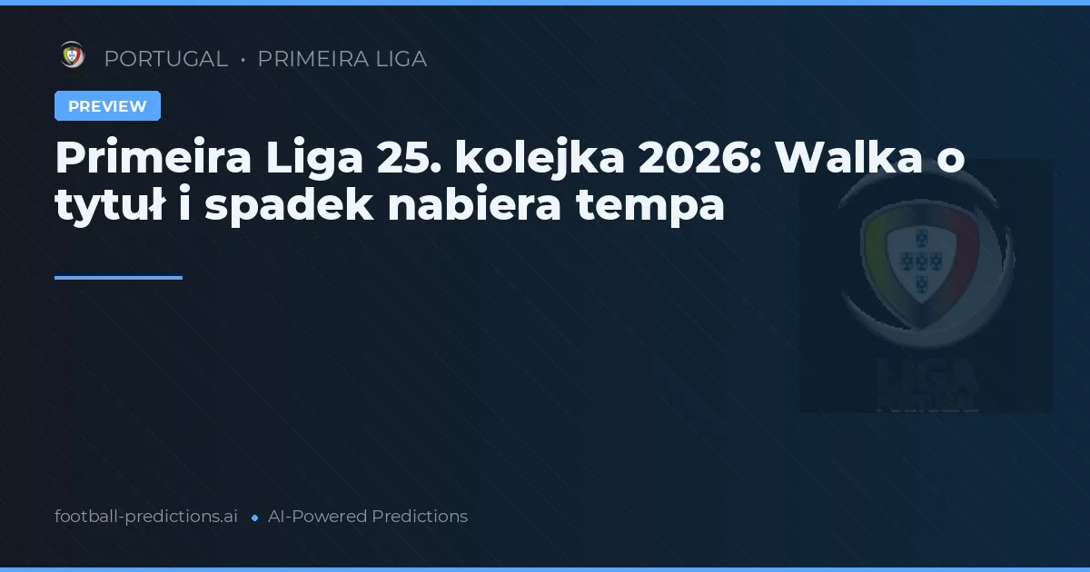 Primeira Liga 25. kolejka 2026: Walka o tytuł i spadek nabiera tempa