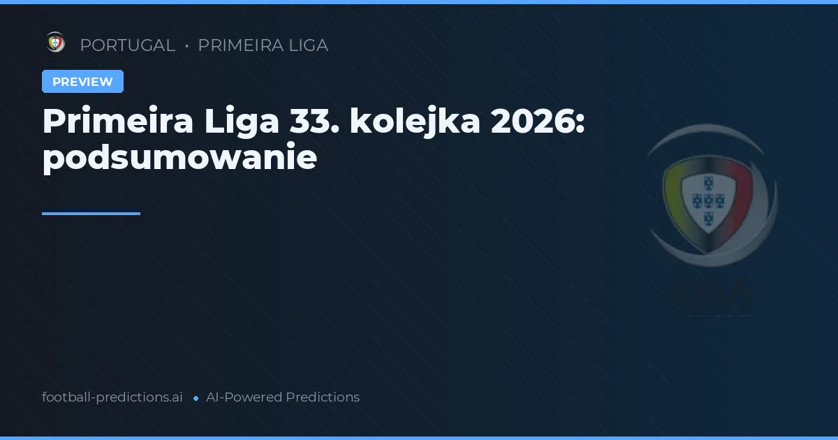 Primeira Liga 33. kolejka 2026: podsumowanie