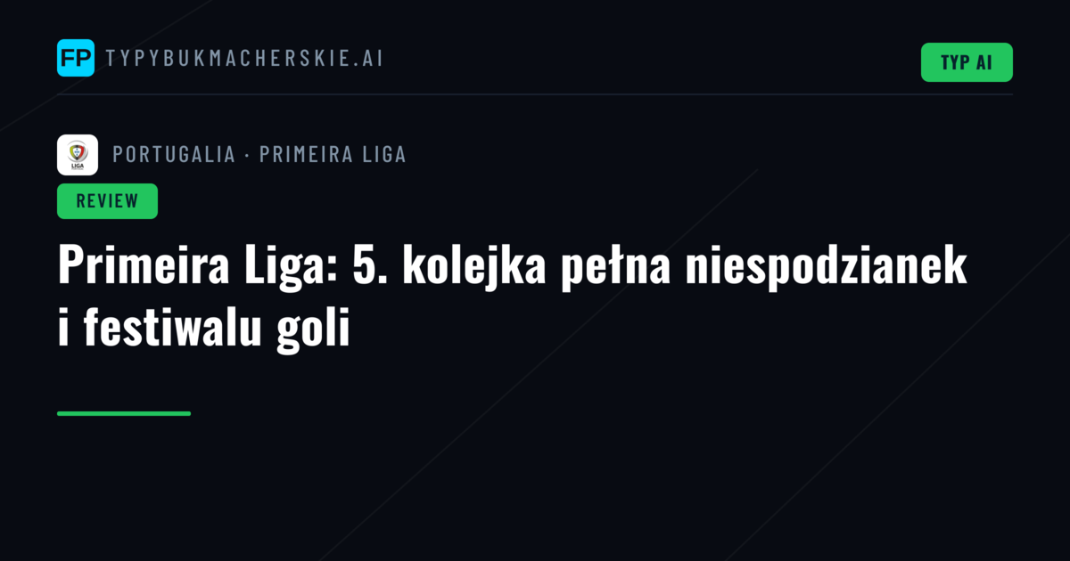 Primeira Liga: 5. kolejka pełna niespodzianek i festiwalu goli