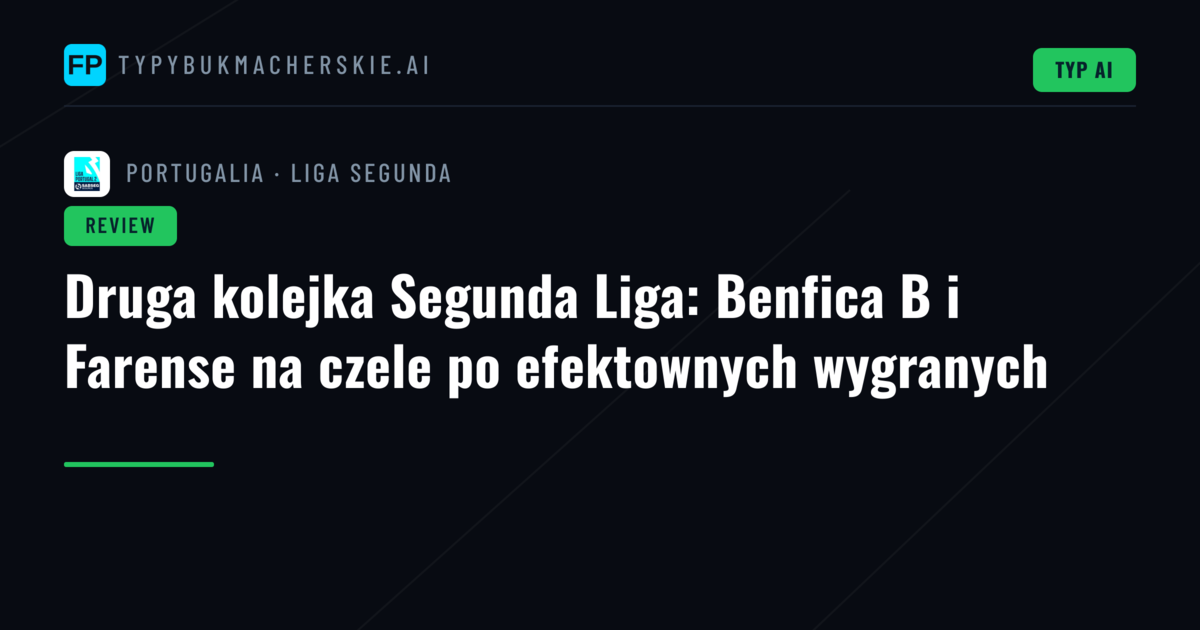 Druga kolejka Segunda Liga: Benfica B i Farense na czele po efektownych wygranych