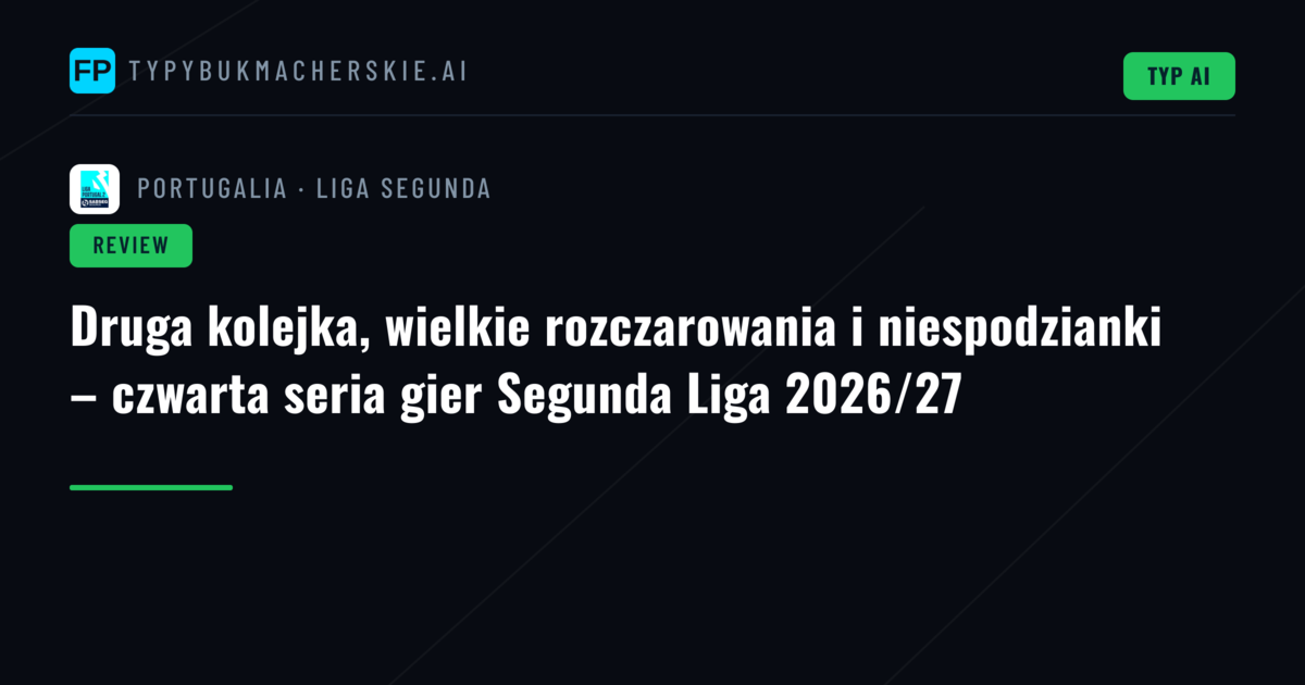 Druga kolejka, wielkie rozczarowania i niespodzianki – czwarta seria gier Segunda Liga 2026/27