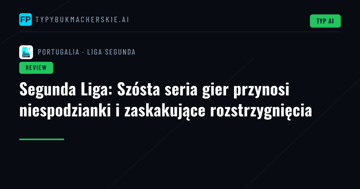 Segunda Liga: Szósta seria gier przynosi niespodzianki i zaskakujące rozstrzygnięcia