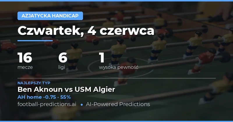 Handicap azjatycki - typy i analizy na 4 czerwca 2026