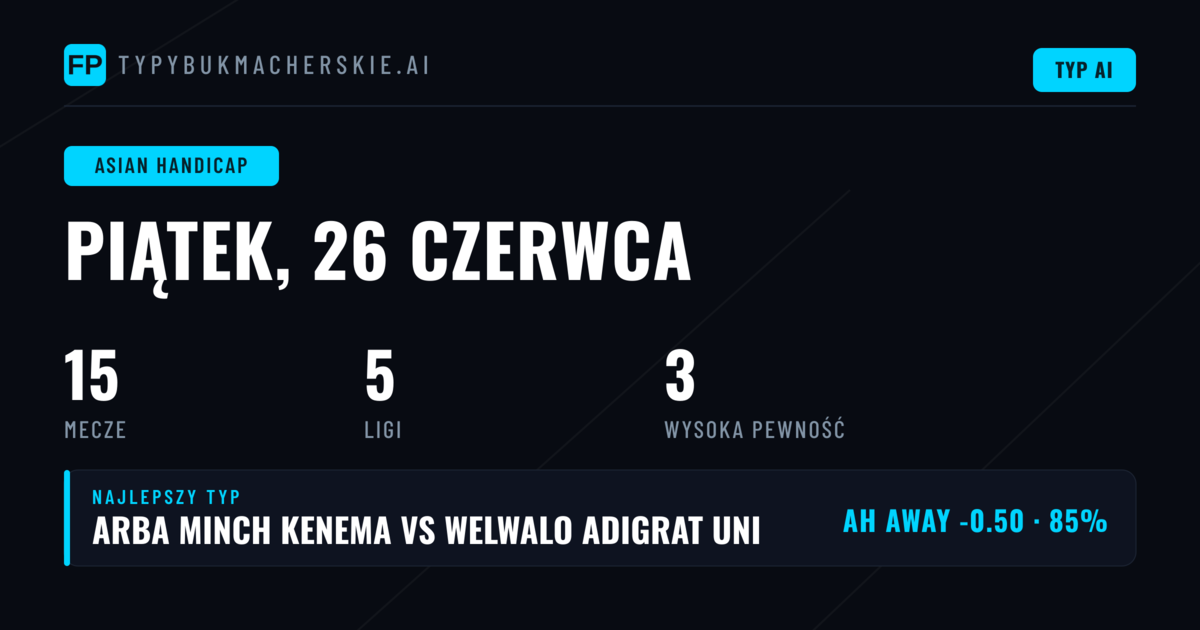 Topowe typy AH na 26 czerwca 2026