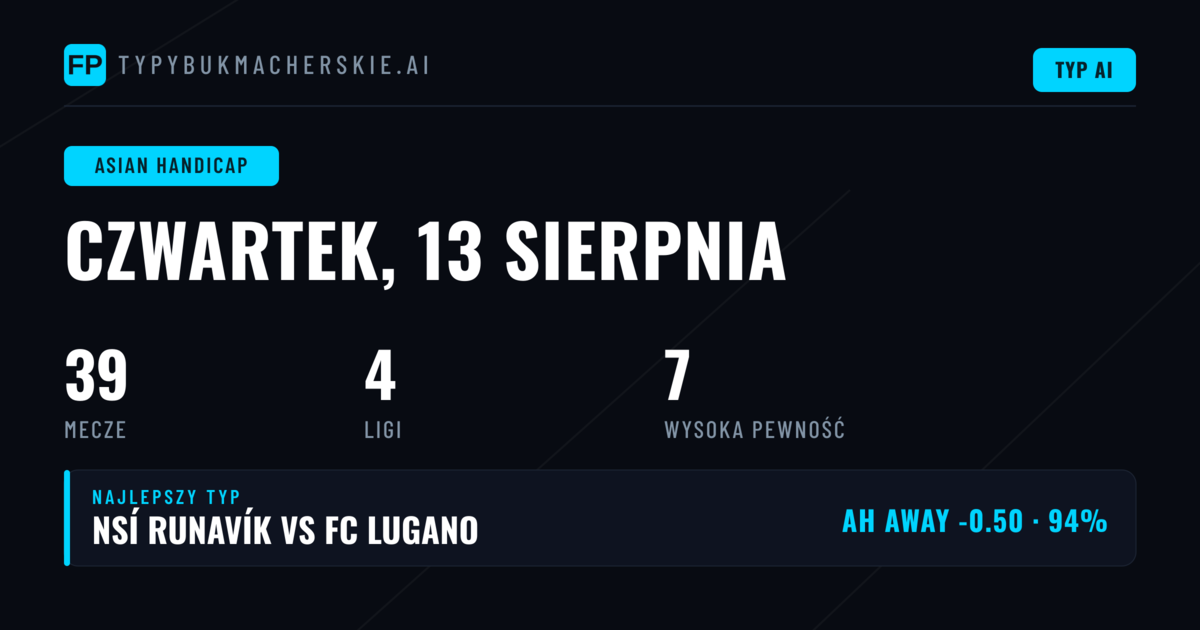 Topowe typy AH na 13 sierpnia 2026