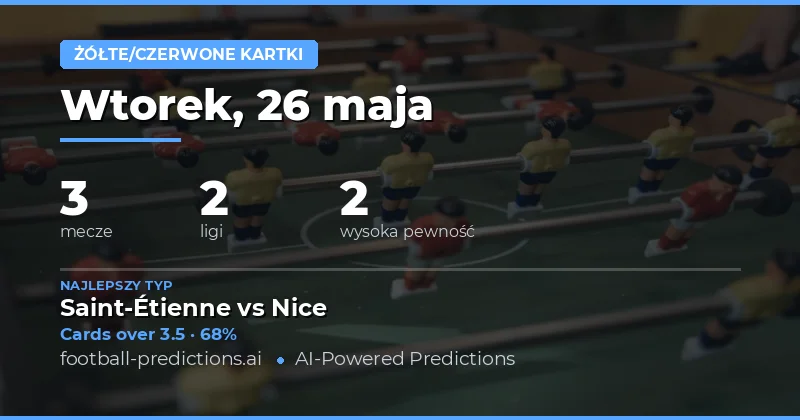 Kluczowe prognozy żółtych kartek na 26 maja 2026