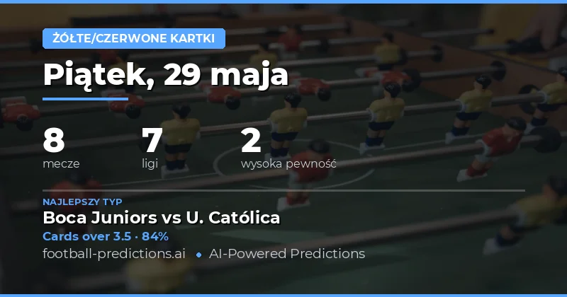 Przewidywania żółtych kartek na 29 maja 2026