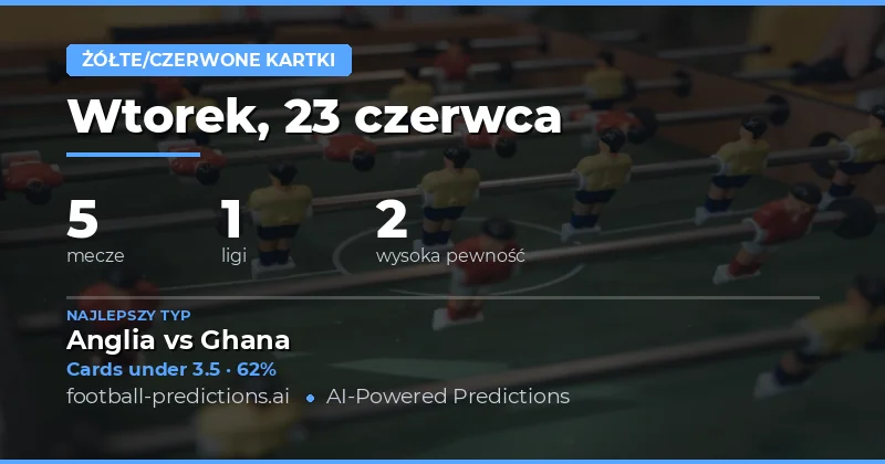 Top Yellow Cards O/U Picks dla 23 Cze 2026