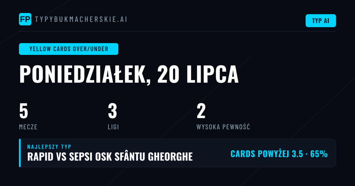 Top Yellow Cards O/U Picks na 20 lipca 2026