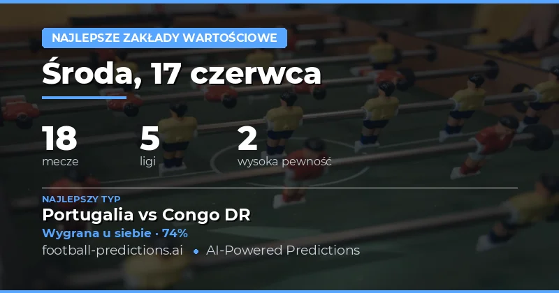 Najlepsze typy na value bets — 17 czerwca 2026