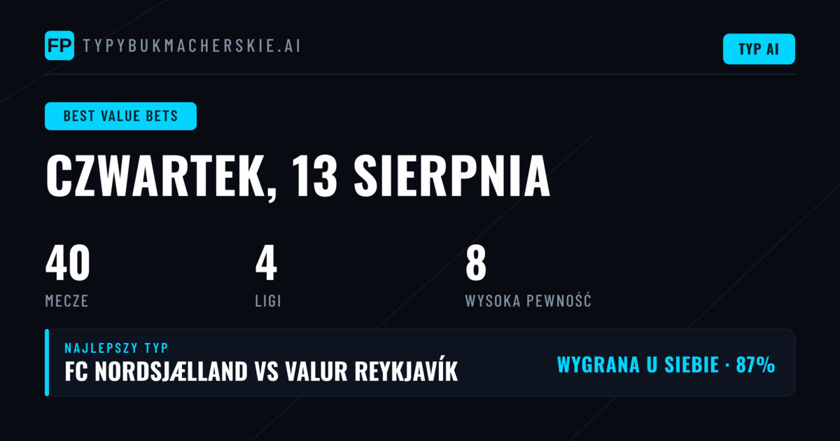Top typy na 13 sierpnia 2026