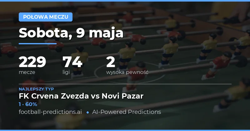 Przegląd rynek typów na połowę meczu – 9 maja 2026